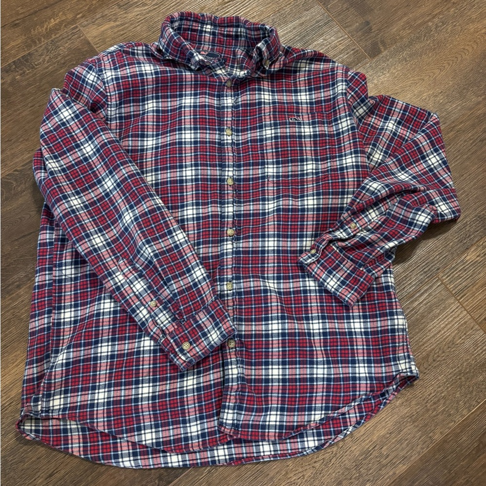 Vineyard Vines Flannel Shirt Mens Large Plaid Button Up Classic Fit Tucker